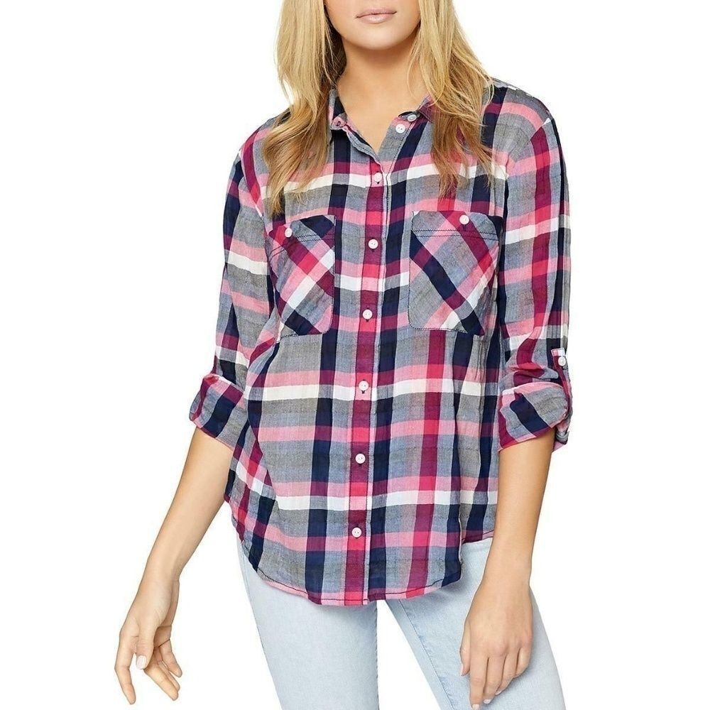 Sanctuary Anthropology Boyfriend Shirt Plaid XXS